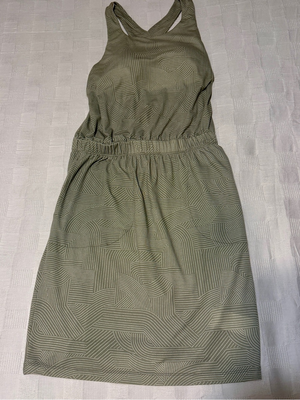 Prana Olive Green Geometric Mini Dress